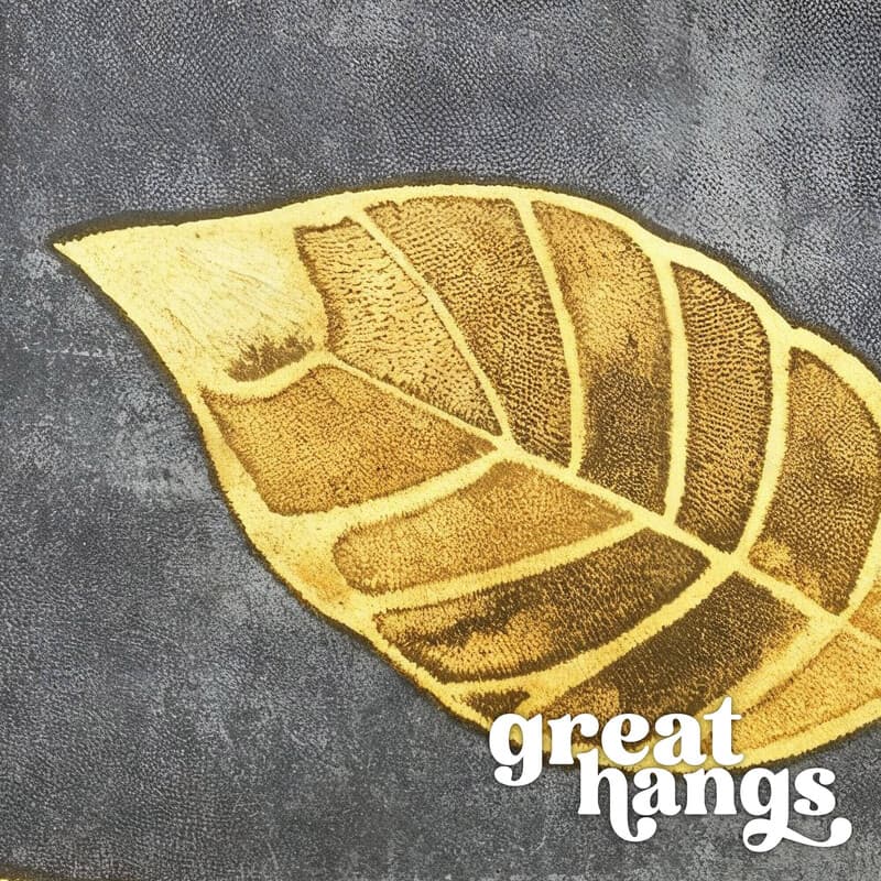 Closeup view of A vintage textile print, leaf pattern