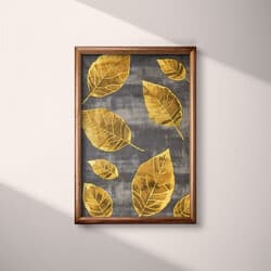 Leaf Pattern Digital Download | Nature Wall Decor | Botanical Decor | Black, Gray, Yellow and Brown Print | Vintage Wall Art | Living Room Art | Housewarming Digital Download | Halloween Wall Decor | Autumn Decor | Textile