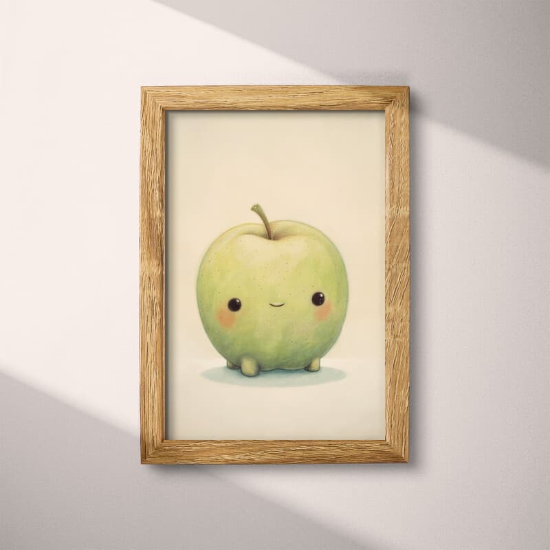 Full frame view of A cute chibi anime pastel pencil illustration, an apple