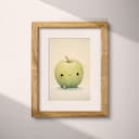 Matted frame view of A cute chibi anime pastel pencil illustration, an apple