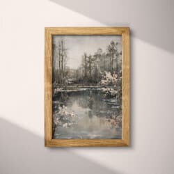 Pond Digital Download | Nature Wall Decor | Landscapes Decor | Gray and Black Print | Impressionist Wall Art | Living Room Art | Grief & Mourning Digital Download | Spring Wall Decor | Oil Painting