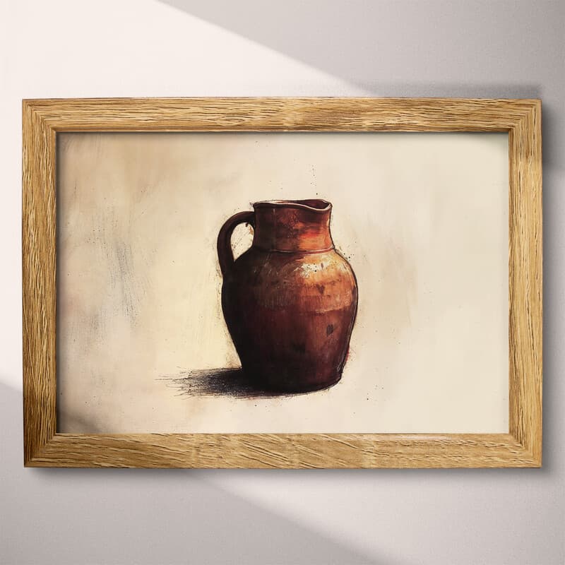 Full frame view of A rustic pastel pencil illustration, a brown kitchen jug