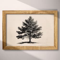 Pine Tree Art | Nature Wall Art | Botanical Print | White, Black and Gray Decor | Minimal Wall Decor | Office Digital Download | Housewarming Art | Christmas Wall Art | Winter Print | Graphite Sketch