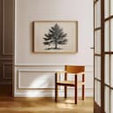 Room view with a full frame of A minimalist graphite sketch, a pine tree