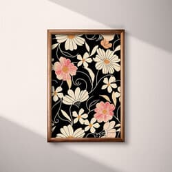 Floral Pattern Digital Download | Floral Wall Decor | Flowers Decor | Black, White, Brown and Orange Print | Bohemian Wall Art | Living Room Art | Housewarming Digital Download | Autumn Wall Decor | Textile