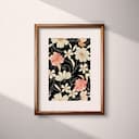 Matted frame view of A bohemian textile print, floral pattern