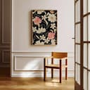 Room view with a full frame of A bohemian textile print, floral pattern