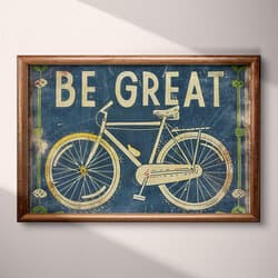BE GREAT Digital Download | Motivational Wall Decor | Quotes & Typography Decor | Black, White, Gray, Brown and Green Print | Vintage Wall Art | Office Art | Graduation Digital Download | Father's Day Wall Decor | Linocut Print
