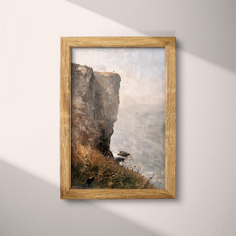 Full frame view of An impressionist oil painting, a cliff against the ocean