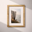 Matted frame view of An impressionist oil painting, a cliff against the ocean