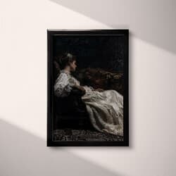 Woman Reclining Digital Download | Figurative Wall Decor | Portrait Decor | Black, Gray and White Print | Victorian Wall Art | Living Room Art | Grief & Mourning Digital Download | Winter Wall Decor | Oil Painting