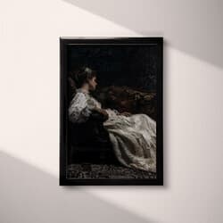 Woman Reclining Digital Download | Figurative Wall Decor | Portrait Decor | Black, Gray and White Print | Victorian Wall Art | Living Room Art | Grief & Mourning Digital Download | Winter Wall Decor | Oil Painting