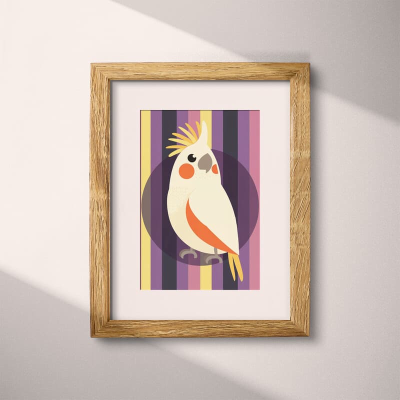 Matted frame view of A cute simple illustration with simple shapes, a parrot