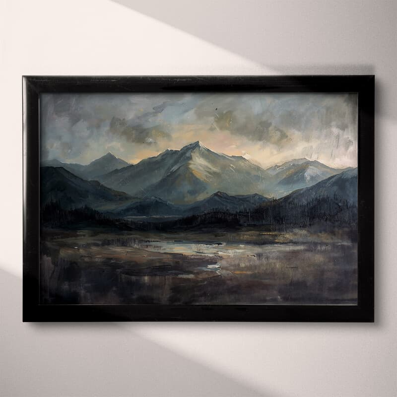 Full frame view of An impressionist oil painting, mountain range