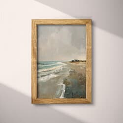 Beach Digital Download | Beach Wall Decor | Coastal Decor | Gray, Black and White Print | Impressionist Wall Art | Living Room Art | Housewarming Digital Download | Autumn Wall Decor | Oil Painting