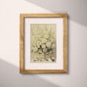 Matted frame view of An art nouveau pastel pencil illustration, still life of white flowers in a vase