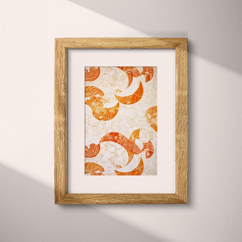 Matted frame view of A bauhaus textile print, intricate pattern