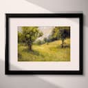 Matted frame view of An impressionist oil painting, a summertime meadow