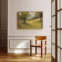 Room view with a full frame of An impressionist oil painting, a summertime meadow