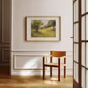 Room view with a matted frame of An impressionist oil painting, a summertime meadow