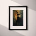 Matted frame view of An abstract puerto rican oil painting, a woman dancing