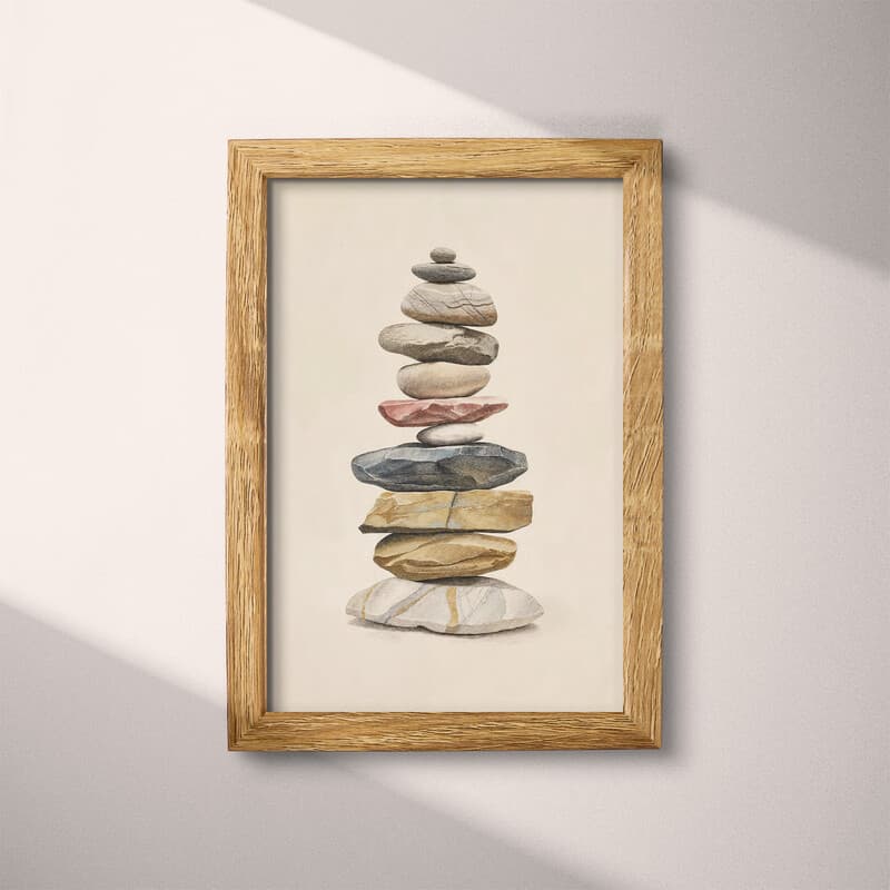 Full frame view of A wabi sabi pastel pencil illustration, a stack of stones