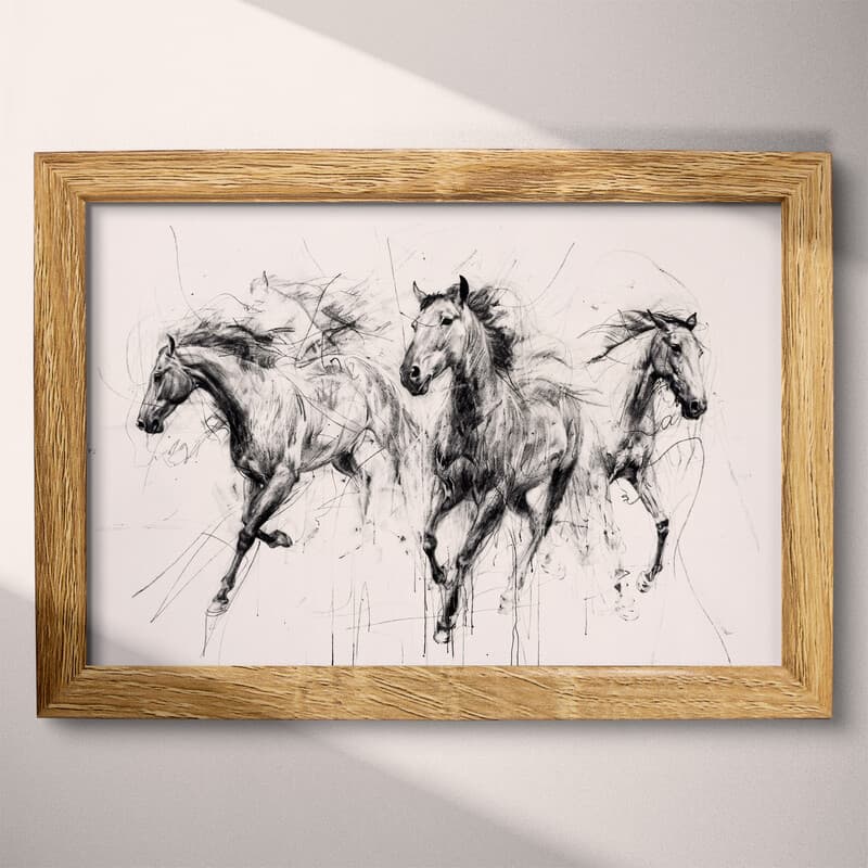 Full frame view of A farmhouse graphite sketch, horses