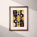 Matted frame view of A retro textile print, symmetric pattern of planets