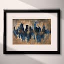 Matted frame view of An abstract impressionist oil painting, a city skyline