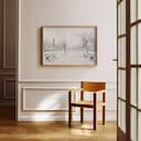 Room view with a full frame of A vintage pencil sketch, a park with benches and lampposts