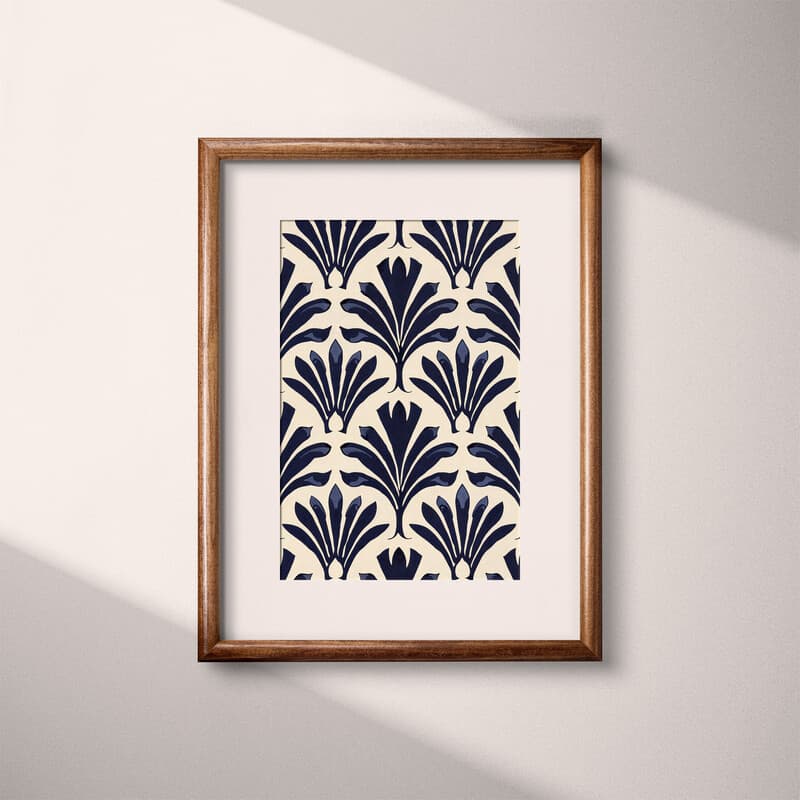 Matted frame view of An art deco textile print, simple pattern