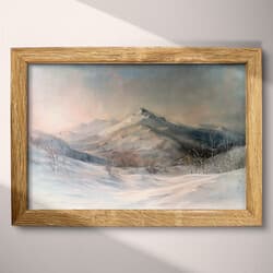 Snowy Mountain Art | Nature Wall Art | Landscapes Print | Gray, Black and White Decor | Vintage Wall Decor | Living Room Digital Download | Housewarming Art | Christmas Wall Art | Winter Print | Oil Painting