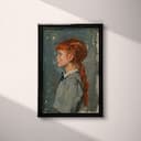 Full frame view of A vintage oil painting, school girl with red hair, side view