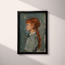 School Girl Art | Portraits Wall Art | Portrait Print | Black, Gray, Beige, Red and Brown Decor | Vintage Wall Decor | Bedroom Digital Download | Back To School Art | Halloween Wall Art | Autumn Print | Oil Painting