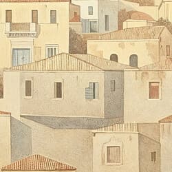 Greek Architecture Art | Architecture Wall Art | Architecture Print | Beige, Brown and Green Decor | Vintage Wall Decor | Living Room Digital Download | Housewarming Art | Autumn Wall Art | Pastel Pencil Illustration