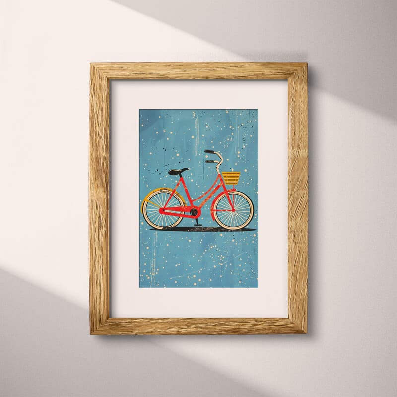 Matted frame view of A cute simple illustration with simple shapes, a bicycle