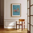 Room view with a matted frame of A cute simple illustration with simple shapes, a bicycle