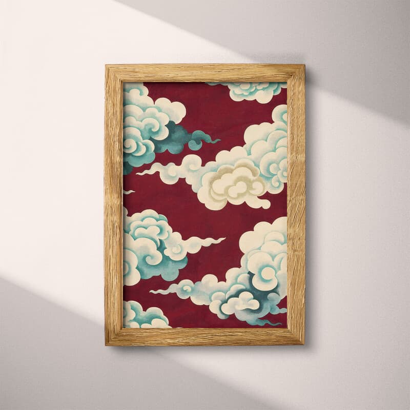 Full frame view of A japandi textile print, clouds pattern