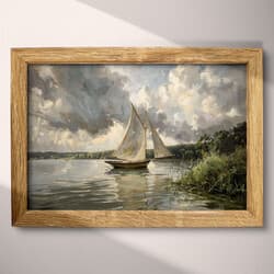 Sailboat Art | Nautical Wall Art | Nautical Print | Gray, Black and Beige Decor | Impressionist Wall Decor | Living Room Digital Download | Housewarming Art | Autumn Wall Art | Oil Painting