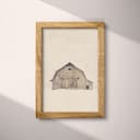 Full frame view of A rustic pastel pencil illustration, a barn