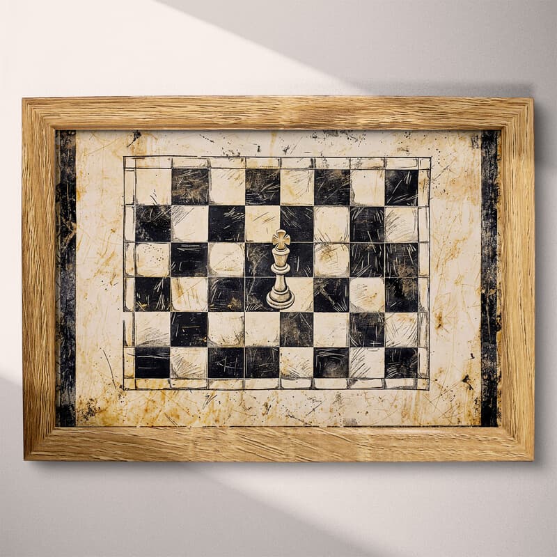 Full frame view of A vintage ink sketch, a chess board