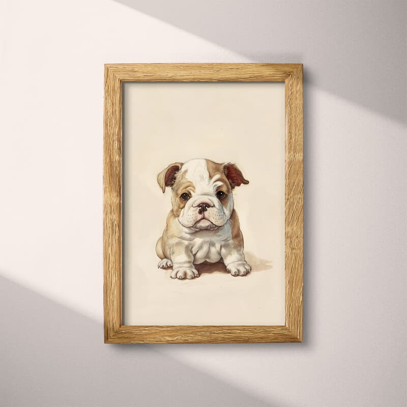 Full frame view of A cute chibi anime pastel pencil illustration, a bulldog