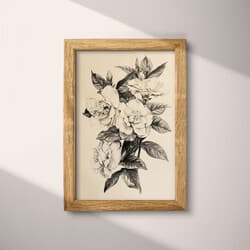 Gardenias Digital Download | Floral Wall Decor | Flowers Decor | White, Black and Gray Print | Vintage Wall Art | Living Room Art | Grief & Mourning Digital Download | Mother's Day Wall Decor | Spring Decor | Charcoal Sketch