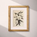 Matted frame view of A vintage charcoal sketch, gardenias