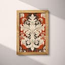 Full frame view of A baroque textile print, symmetric intricate pattern