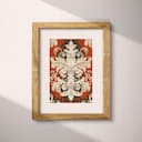 Matted frame view of A baroque textile print, symmetric intricate pattern