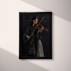 Violin Digital Download | Music Wall Decor | Portrait Decor | Black, Gray and Beige Print | Vintage Wall Art | Living Room Art | Autumn Digital Download | Oil Painting