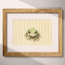 Matted frame view of A cute chibi anime pastel pencil illustration, a frog