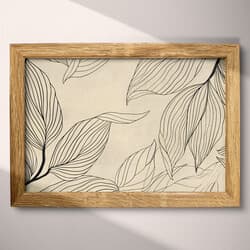 Botanical Leaves Art | Botanical Wall Art | Botanical Print | White, Black, Brown and Green Decor | Botanical Wall Decor | Living Room Digital Download | Housewarming Art | Autumn Wall Art | Graphite Sketch