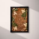 Full frame view of An art deco tapestry print, symmetric intricate floral vine pattern
